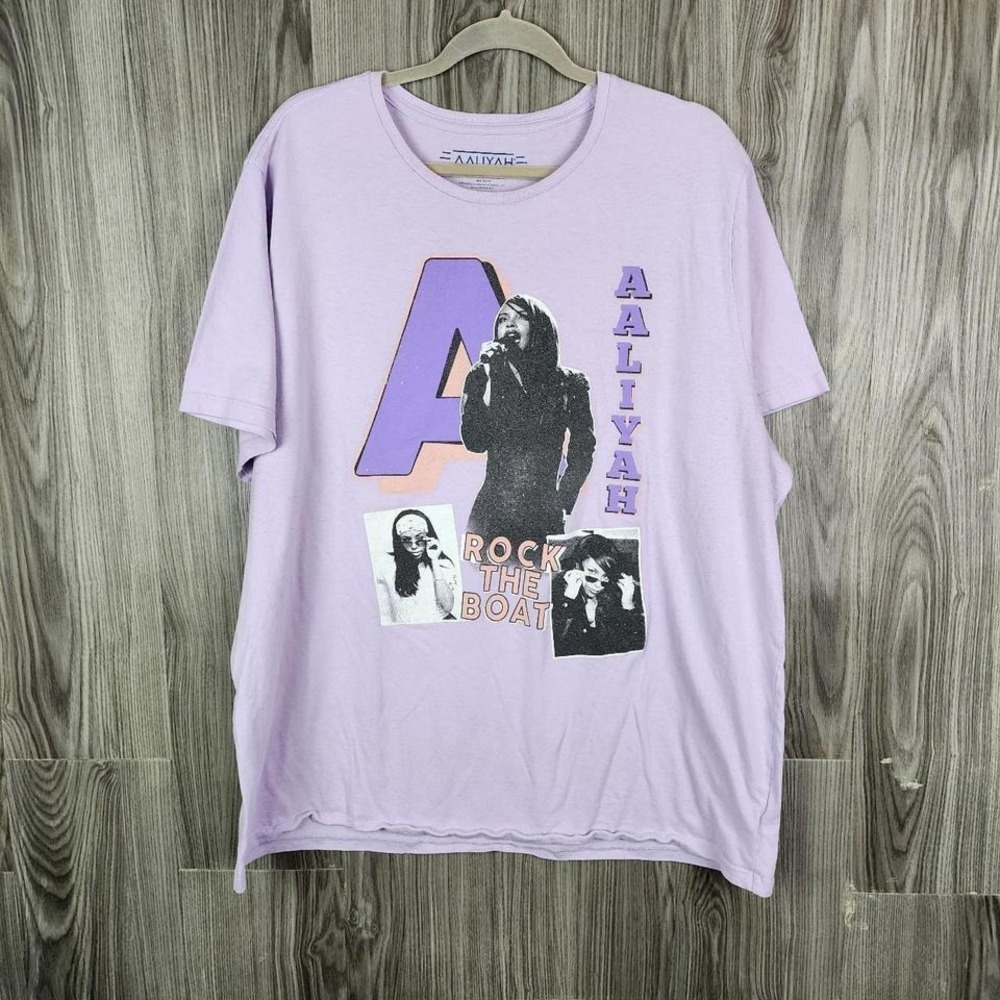 Aaliyah Rock The Boat Graphic T-Shirt Lavender Purple Mens 2XL XXL Retro R&B Tee